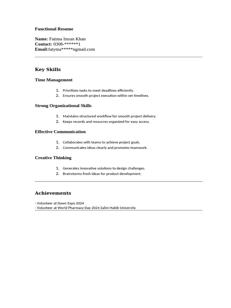 Functional Resume | PDF