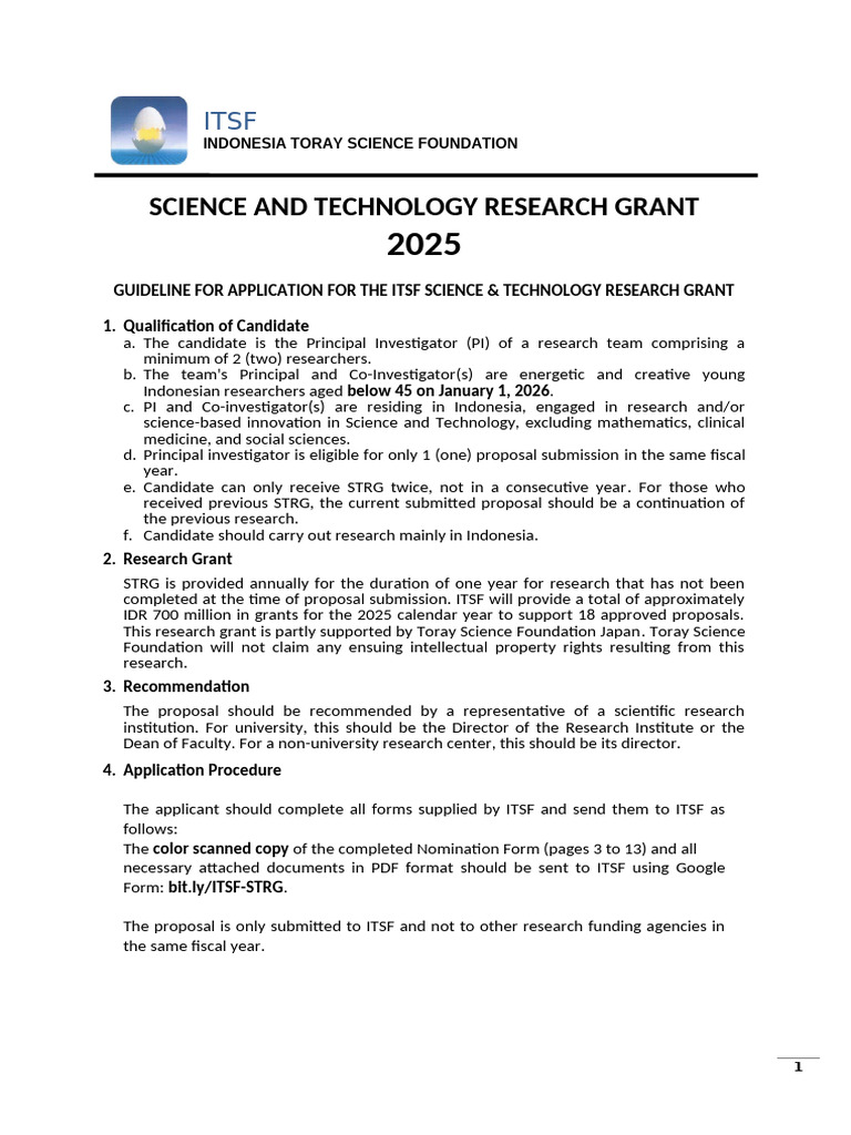 3 Science and Technology Research Grant Form Year 2025 | PDF | Thesis