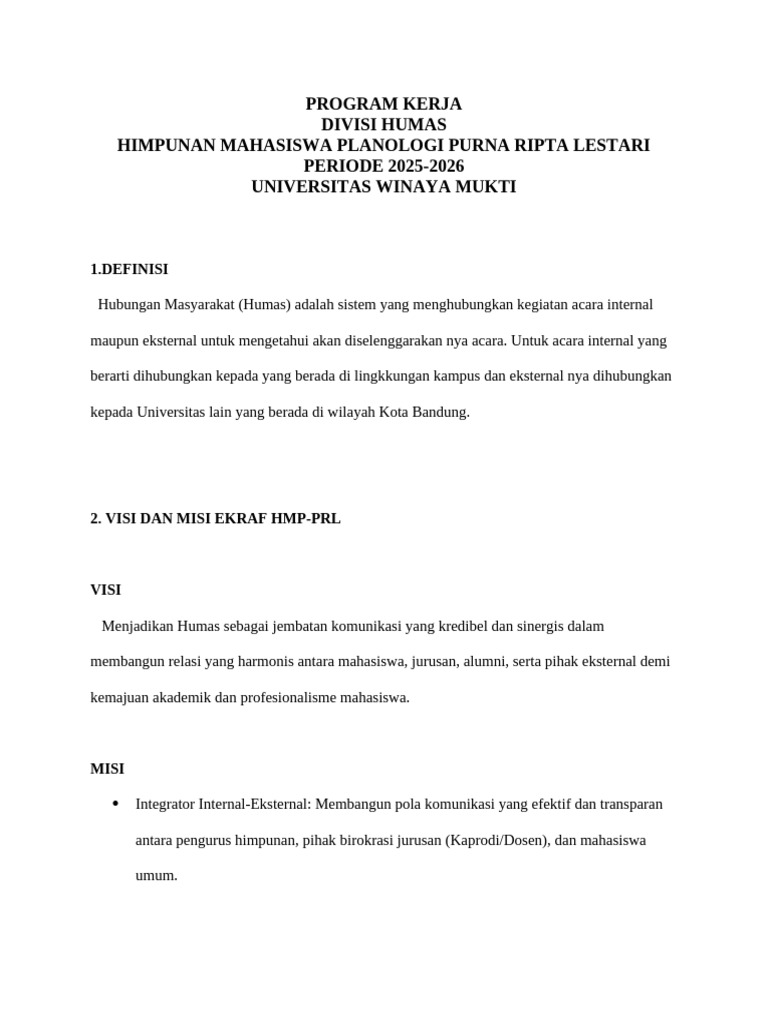 Program Kerja Humas 1 | PDF