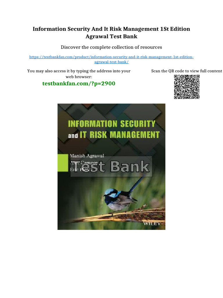 Information Security and IT Risk Management 1st Edition Agrawal Test ...