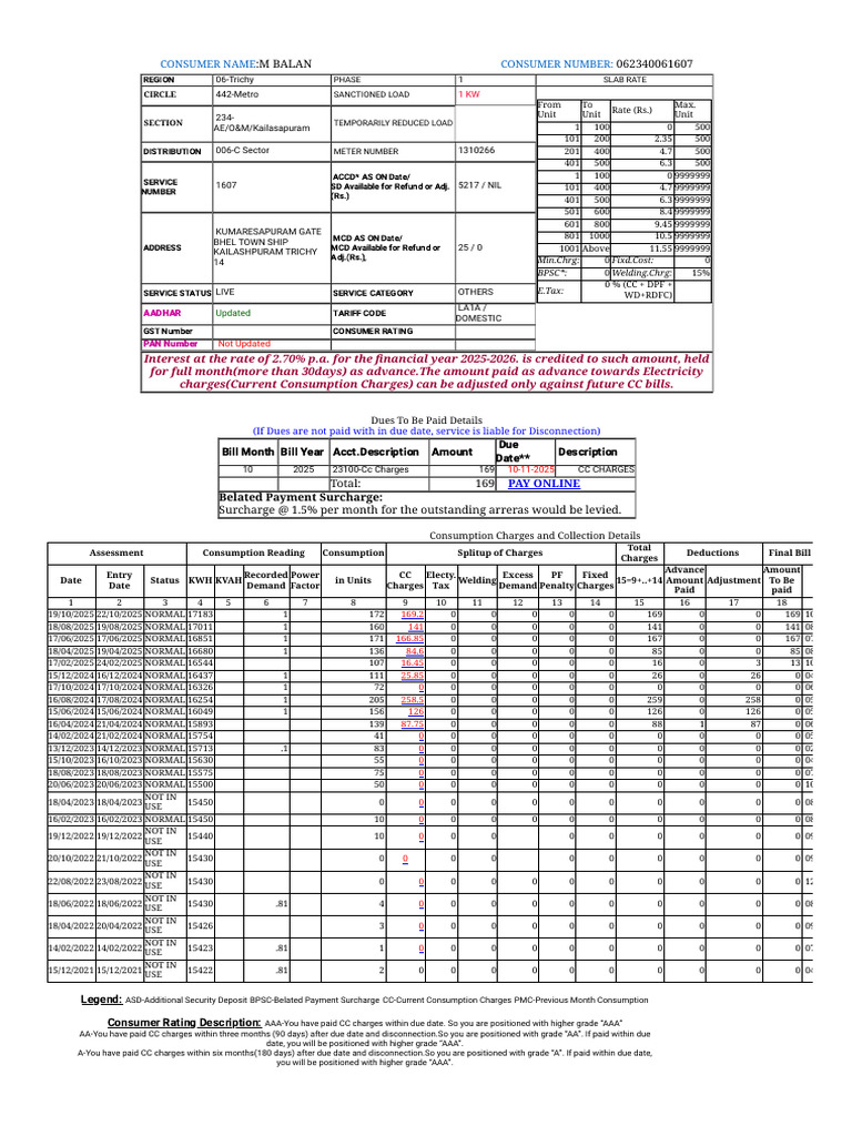 Krishnaveni Eb Bill | PDF | Fee | Public Finance
