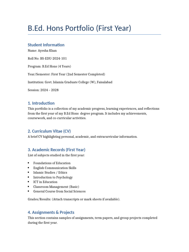 BS Education FirstYear Portfolio | PDF