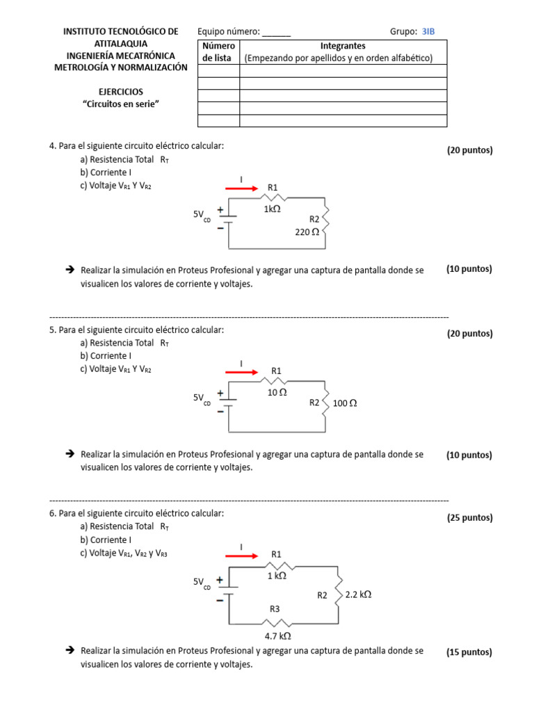 Ejercicios Circuitos en Serie 3ib | PDF | Electricidad | Electromagnetismo
