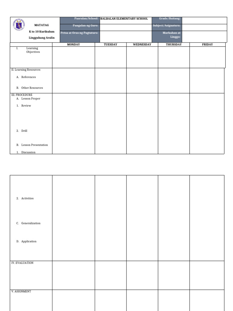 Bes - DLL Template Final | PDF