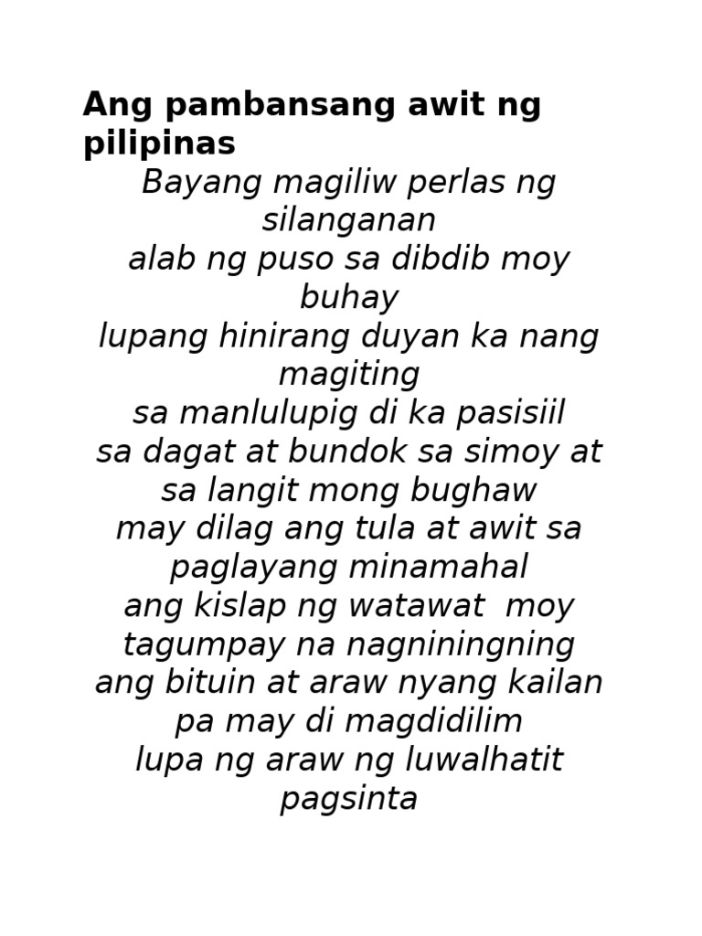 Ang Pambansang Awit NG Pilipinas | PDF