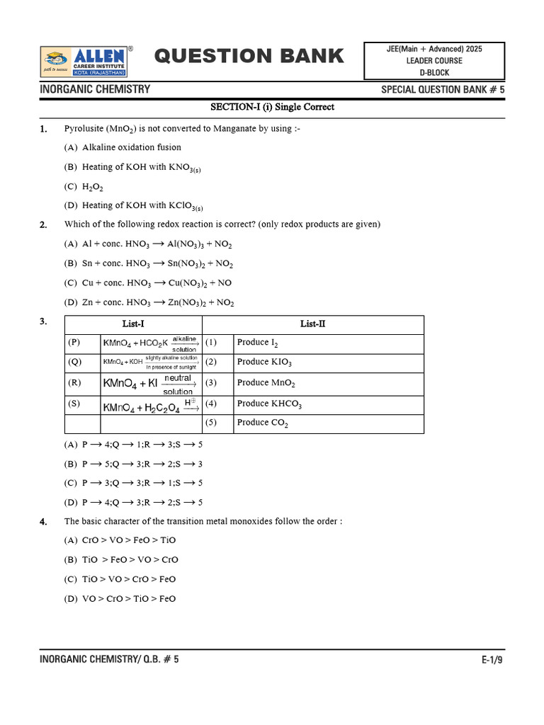 02 D Block Student | PDF | Iron | Redox