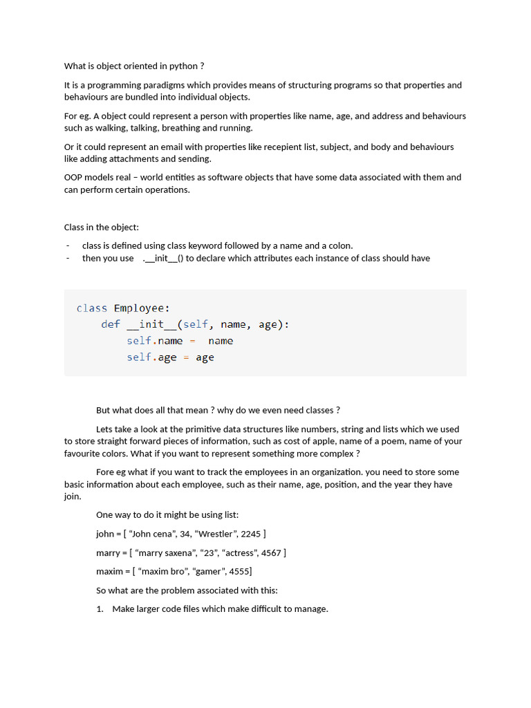 What Is Object Oriented in Python | PDF