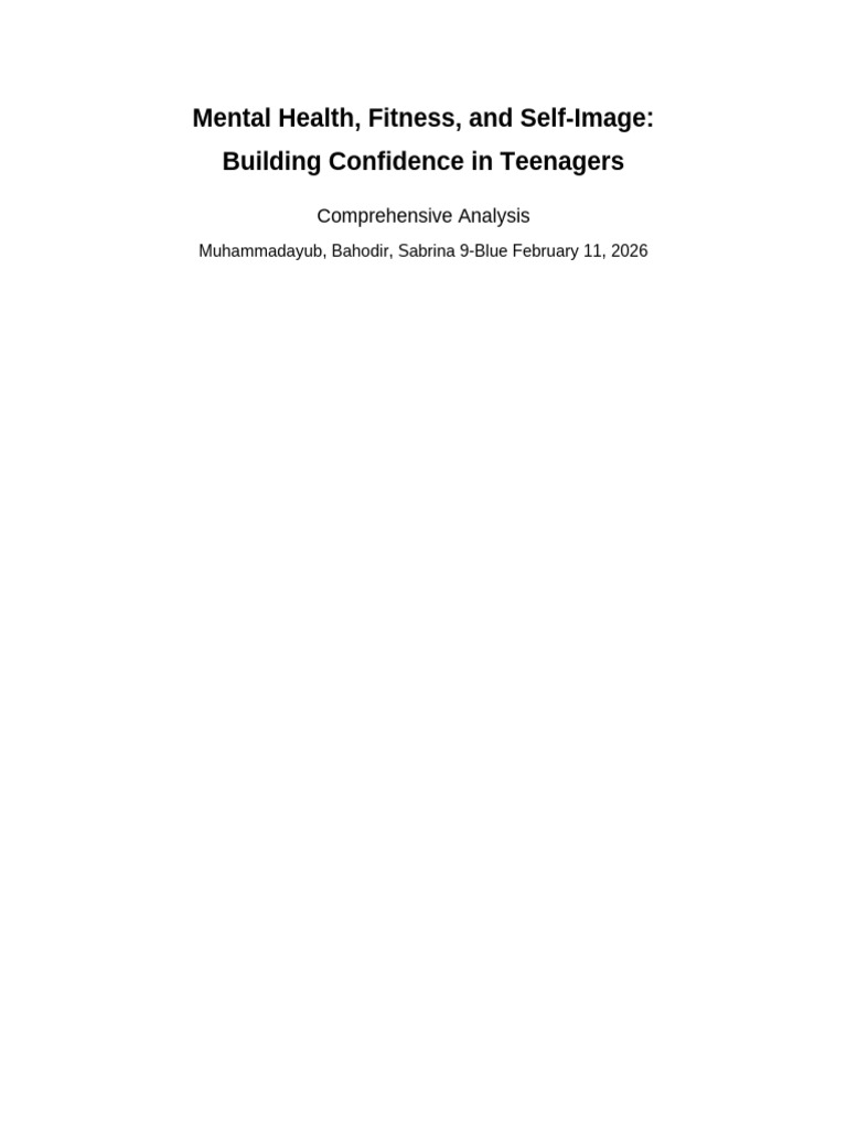 Mental Health Fitness SelfImage Complete | PDF | Adolescence | Mental ...