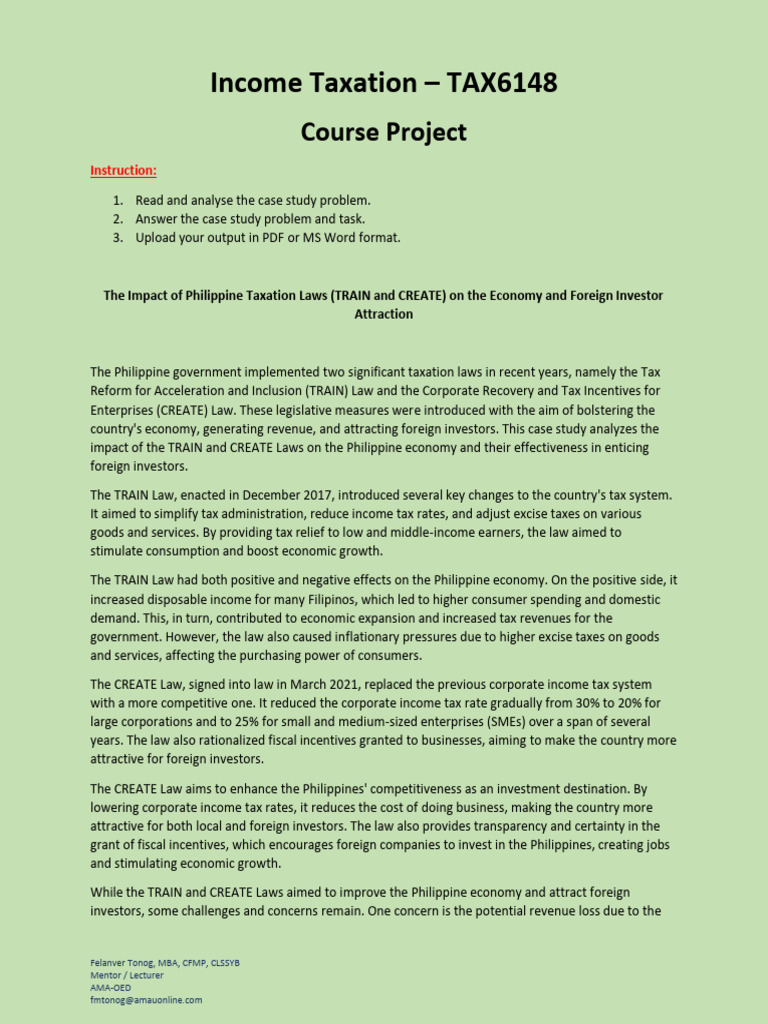 Income Taxation - Course Project | PDF | Taxes | Income