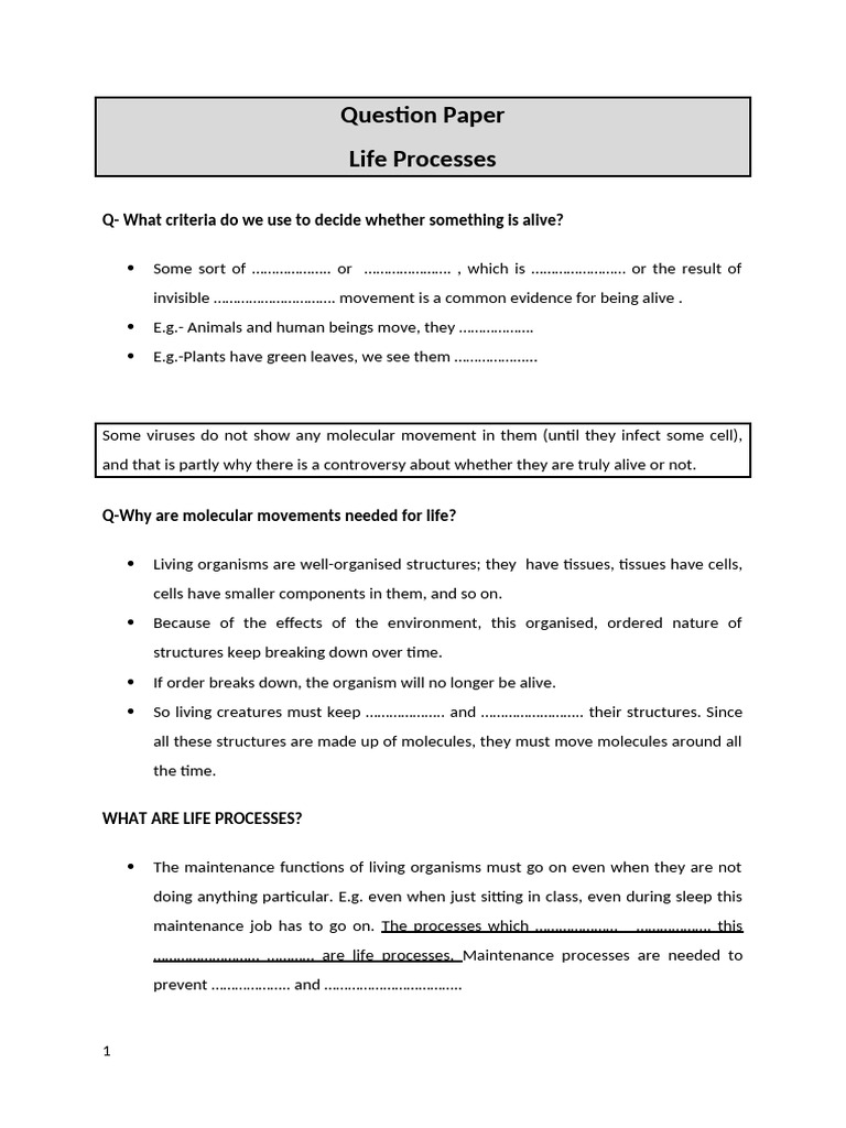 Question Paper- Life Process | PDF | Artery | Lymph
