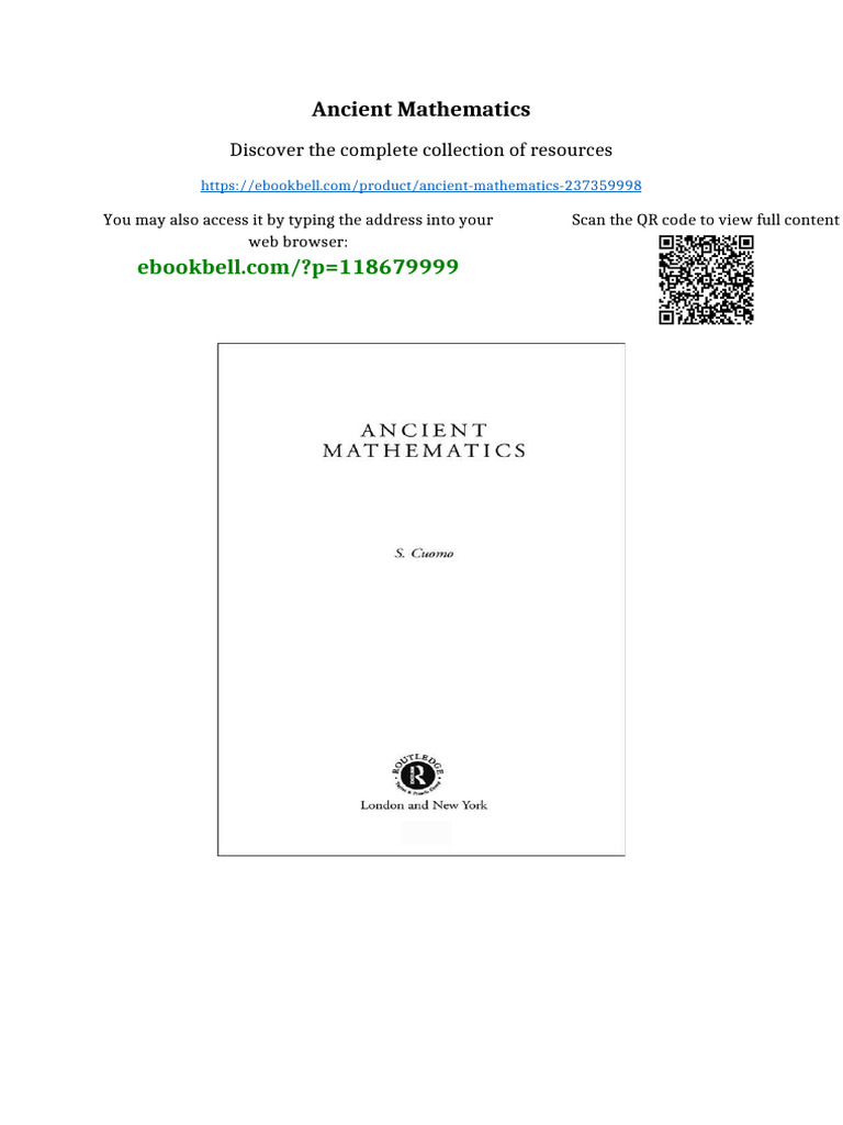 Ancient Mathematics Full Chapters Included | PDF