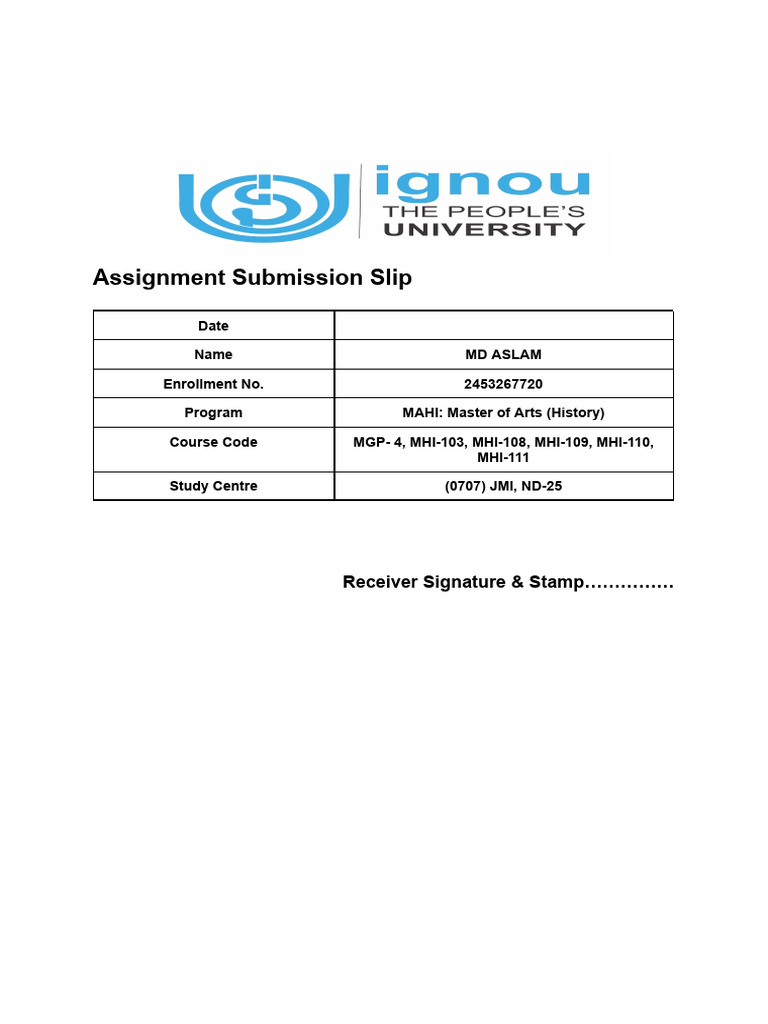 Assignment Receipt | PDF