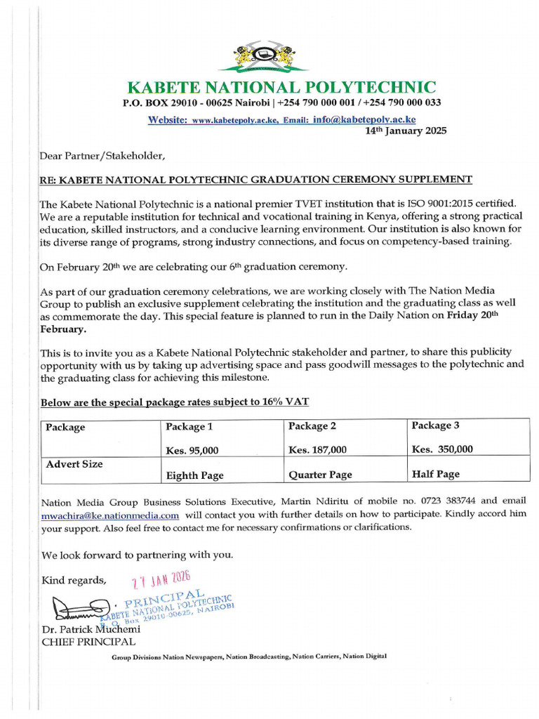 Kabete National Polytechnic Graduation Ceremony Supplement | PDF