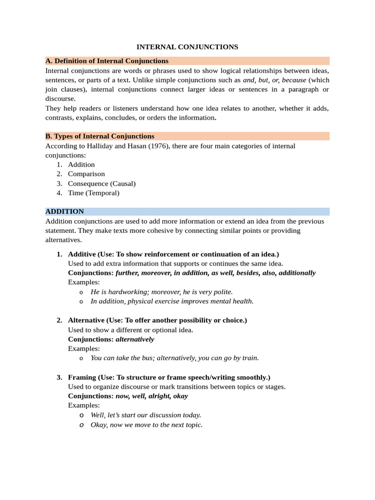 Internal Conjunctions Nabil | PDF | Sentence (Linguistics) | Linguistics