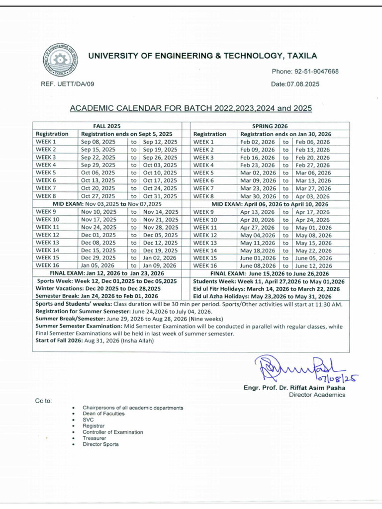 Academic Calendar 2025-26 | PDF