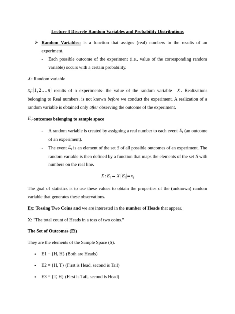 Lecture 4 Discrete Random Variables and Probability Distributions | PDF ...