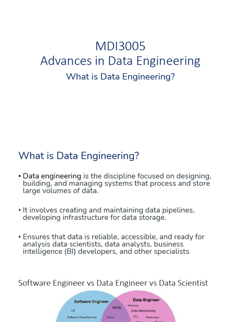 M1. What Is Data Engineering All Topic | PDF | Databases | Data Warehouse