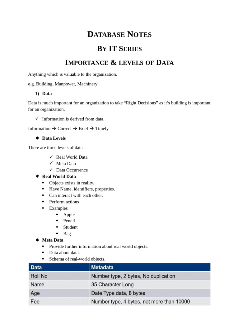 Database Notes (IT Series) | PDF | Databases | Relational Database