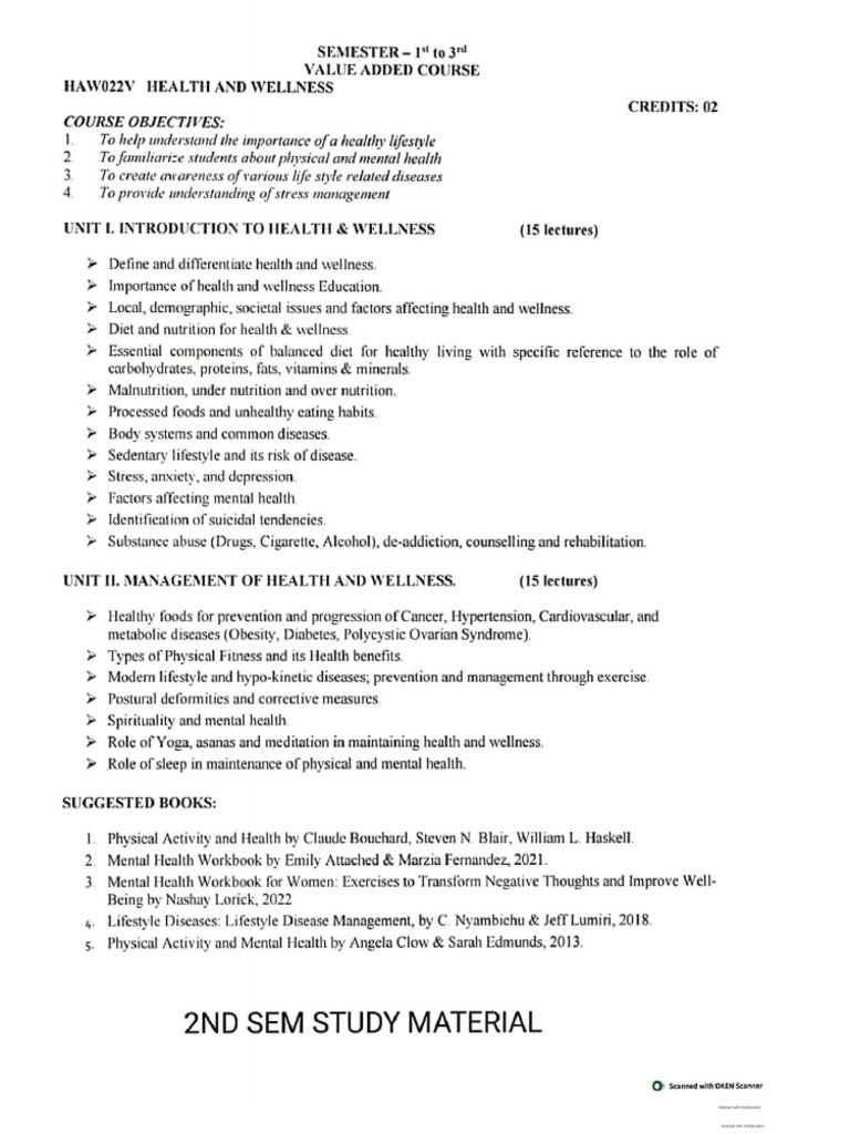 Health Wellness Notes | PDF