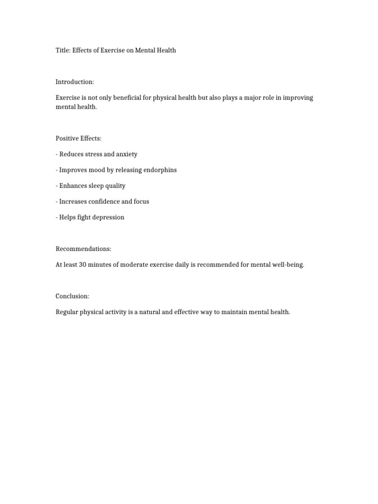 Material2 Effects of Exercise on Mental Health | PDF