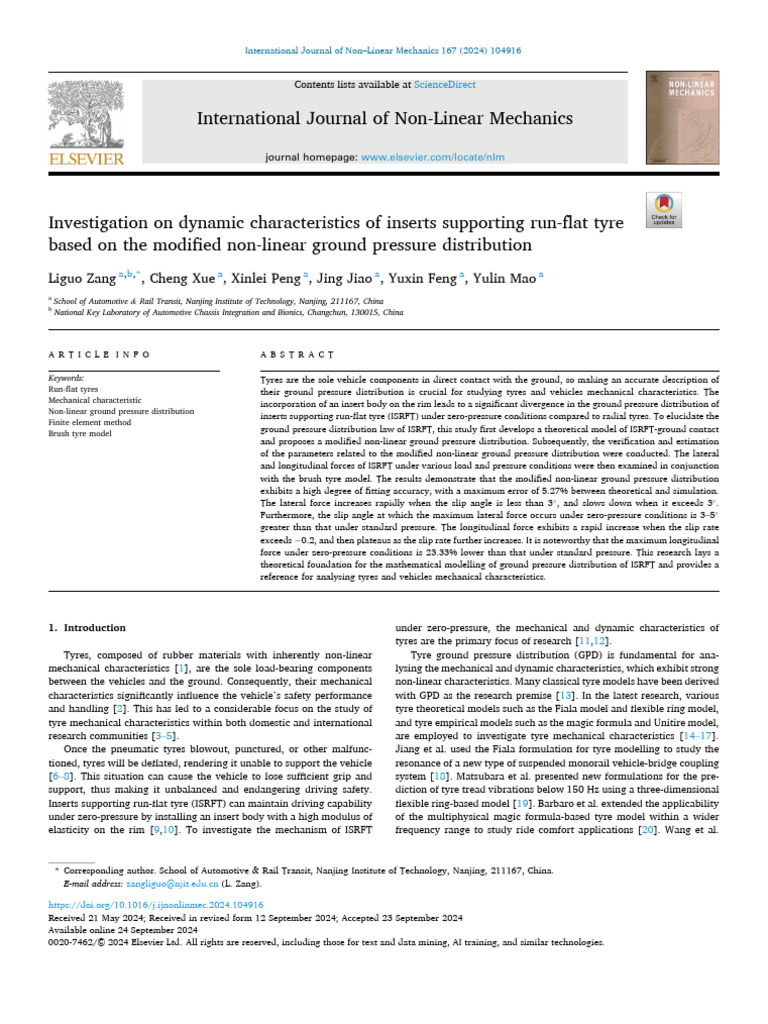 Investigation on Dynamic Characteristics of Inserts Supporting Run-flat ...