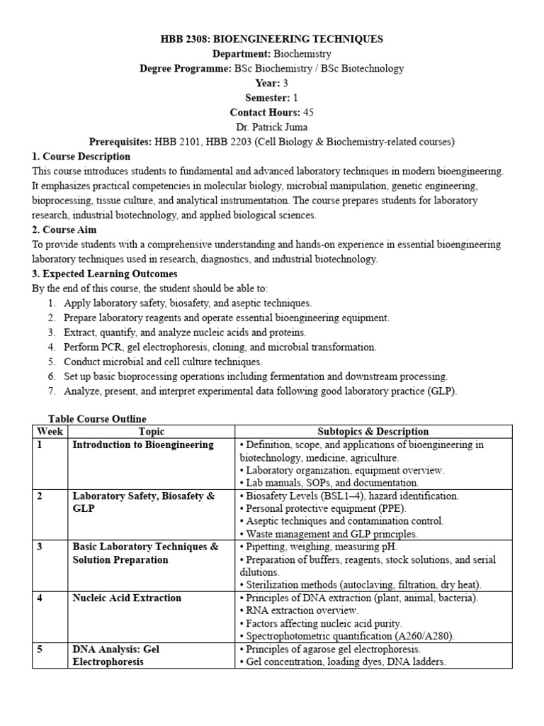 Notes HBB 2308 BIOENGINEERING TECHNIQUES 2025 | PDF | Gel ...