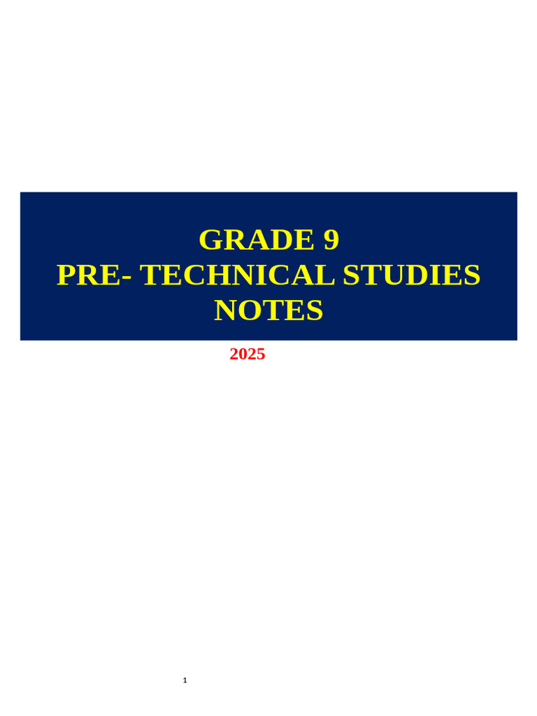 GRADE 9 PRETECHNICAL STUDIES NOTES. Fair | PDF | Waste | Wood