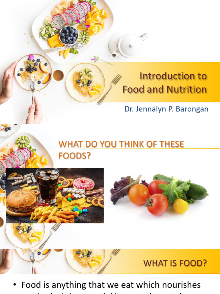 1 Introduction To Food and Nutrition | PDF | Foods | Nutrition