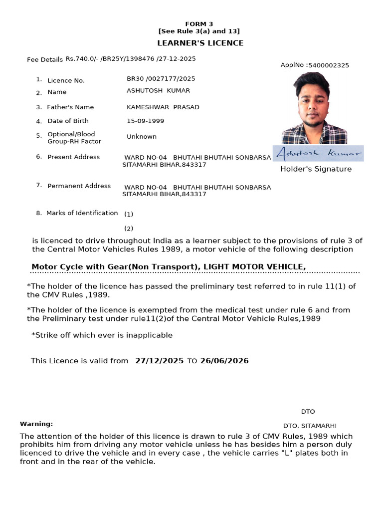 Learner's Licence | PDF