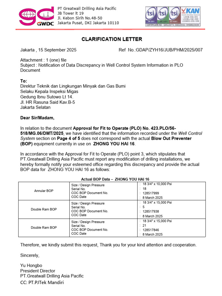 Clarification Letter | PDF