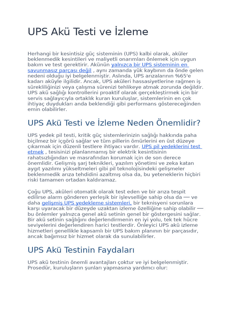 UPS Akü Testi Ve İzleme | PDF