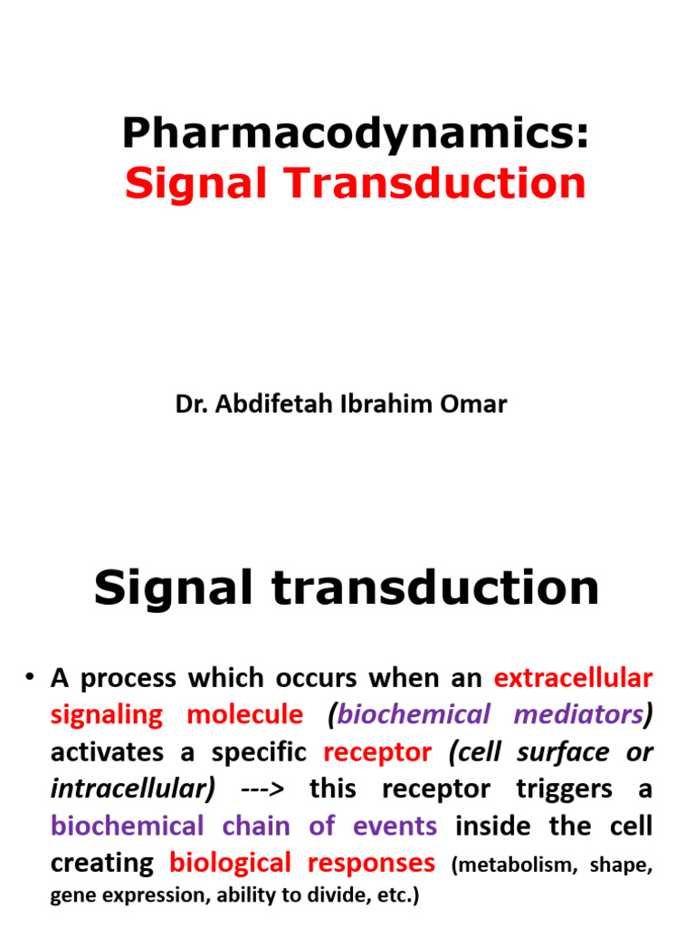 Lect 3 Pharmacodynamics Signal Transduction | PDF | Cell Signaling ...