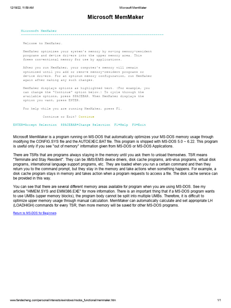 Microsoft MemMaker | PDF | Computer Architecture | Ibm Pc Compatibles