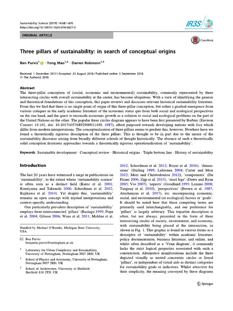 Three Pillars of Sustainability | PDF