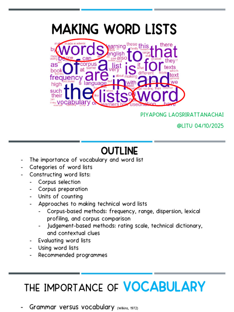 Making Word Lists Week 1 | PDF | Vocabulary | Linguistic Morphology