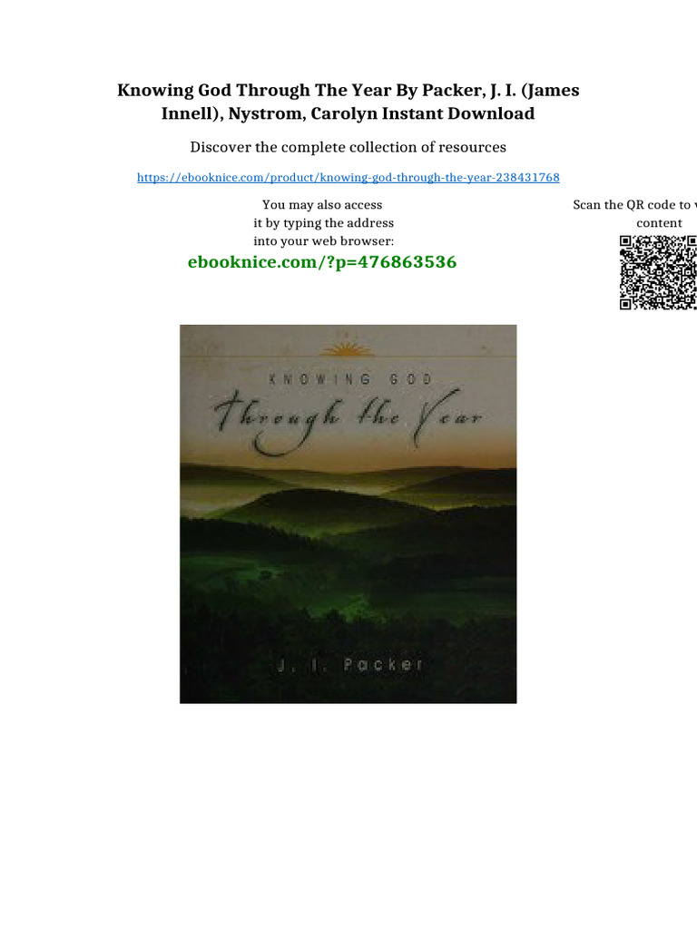 Knowing God Through The Year by Packer, J. I. (James Innell), Nystrom ...