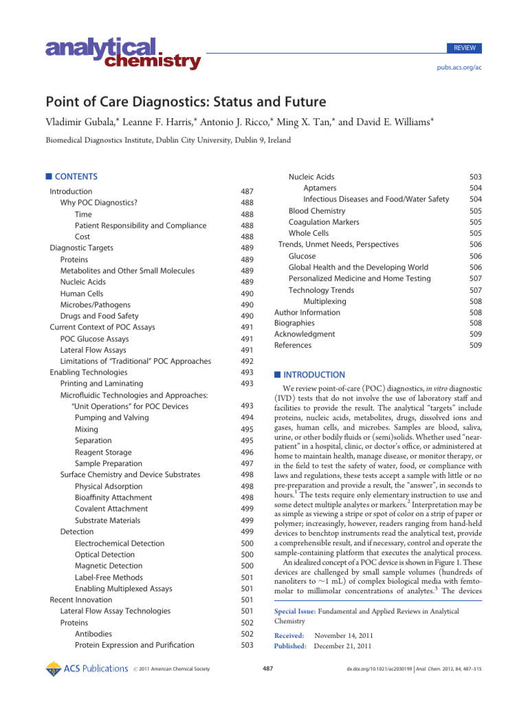 Chemistry Point of Care Diagnostics | PDF | Infection | Dna Sequencing