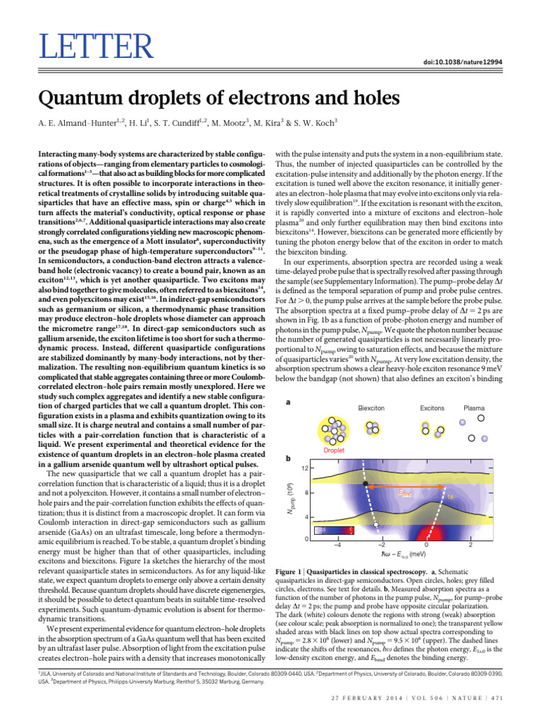 Quantum Droplets of Electrons and Holes | PDF | Electron | Electron Hole