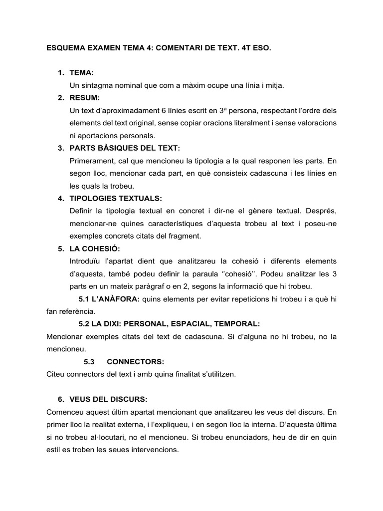 Esquema Examen Tema 4 | PDF