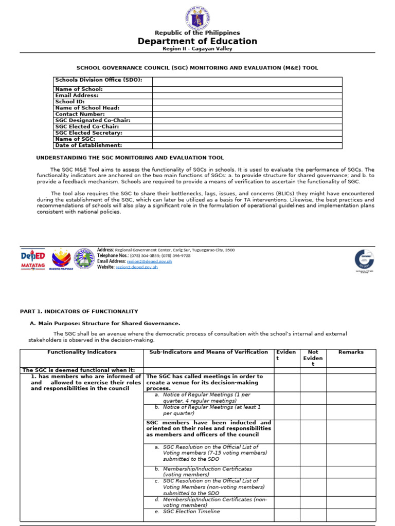 SGC Monitoring Tool | PDF | Governance | Monitoring And Evaluation