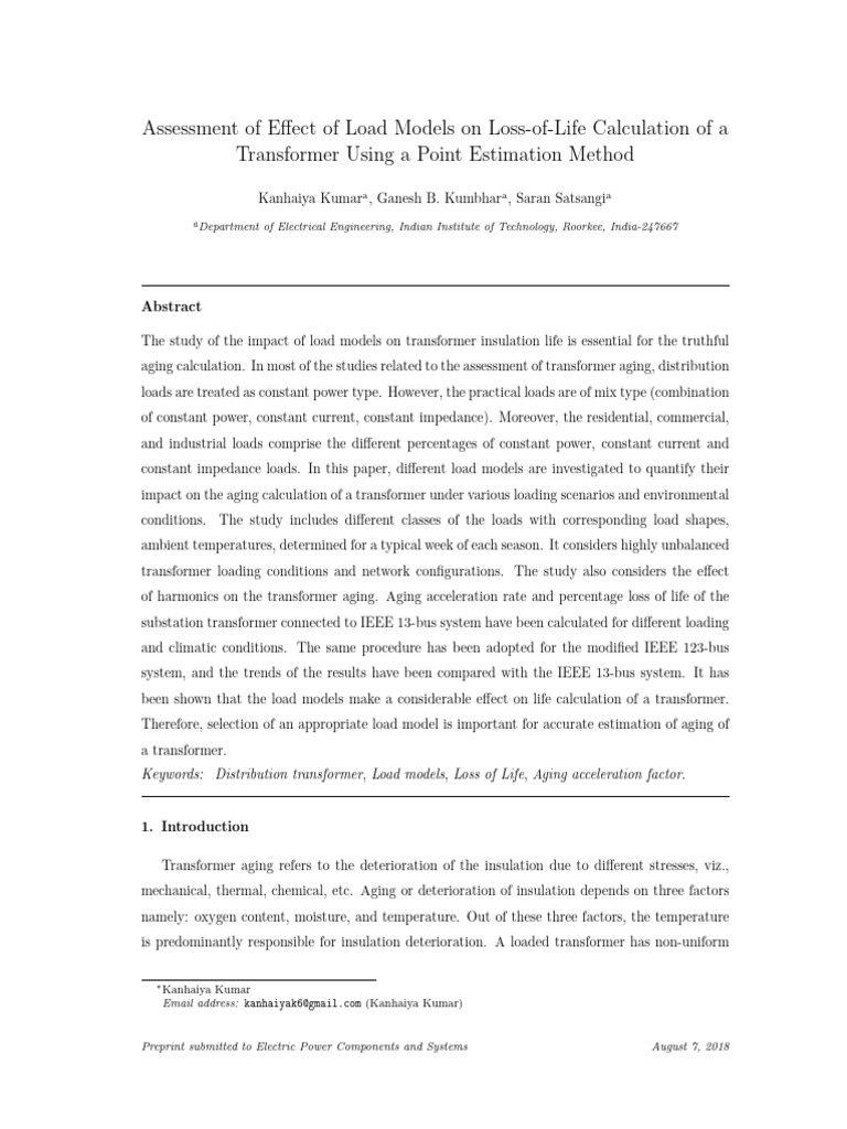 Transforme Life Loss Paper Iet | PDF | Transformer | Electrical Impedance