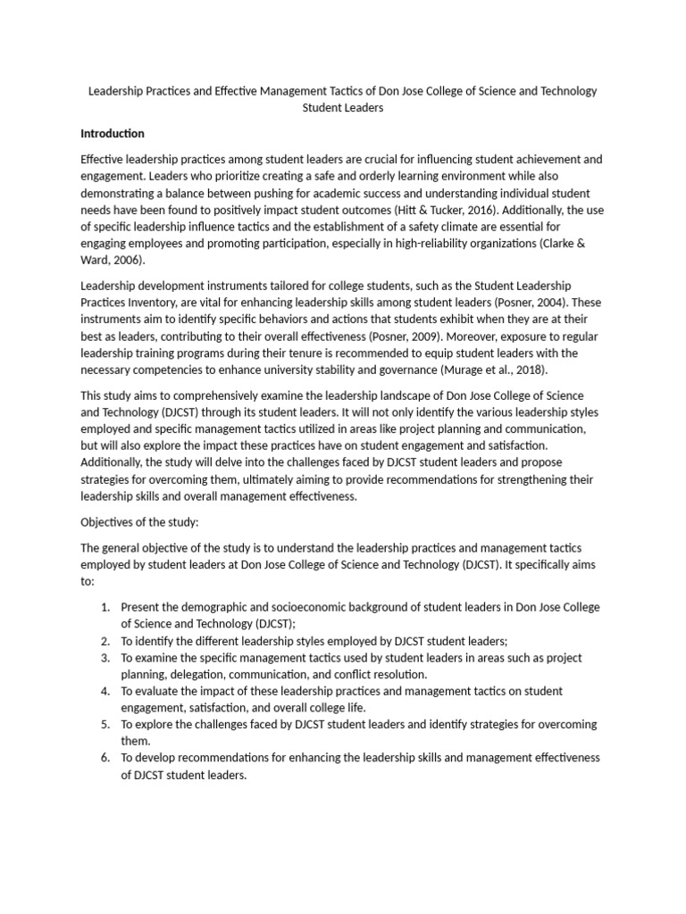 Leadership Practices and Effective Management Tactics of Don Jose ...