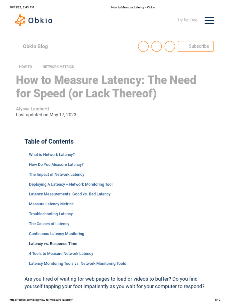 How To Measure Latency - Obkio | PDF | Computer Network | Latency ...