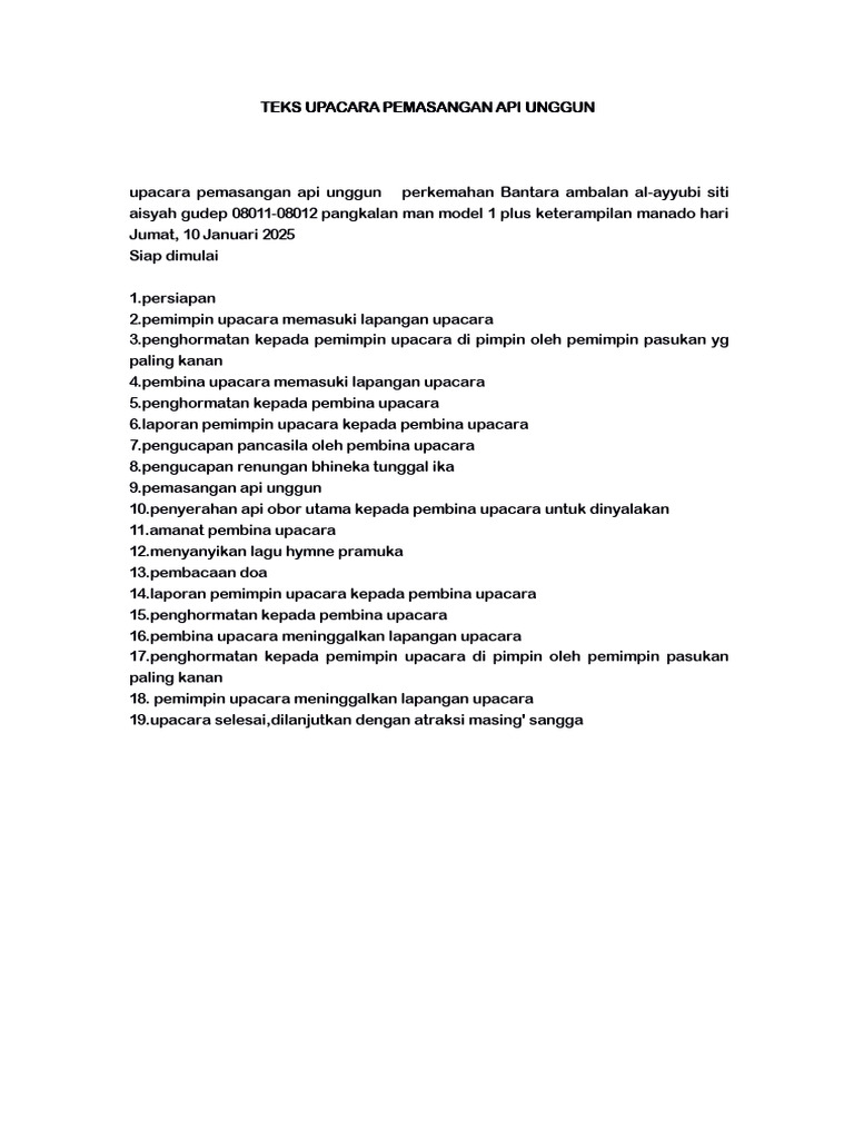 Teks Upacara API Unggun | PDF