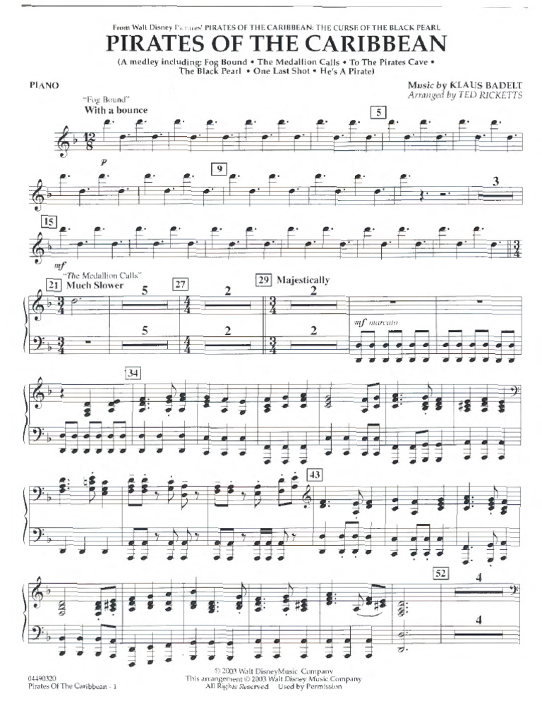 KB-Pirates of The Caribbean - Piano | PDF