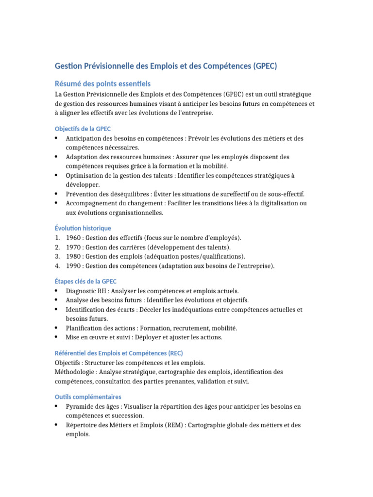 GPEC Document Complet | PDF | Gestion des ressources humaines | Business