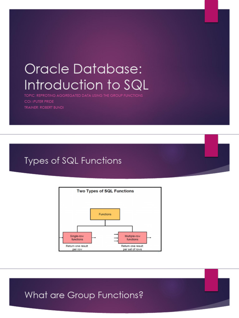 Oracle Database - Group Functions | PDF