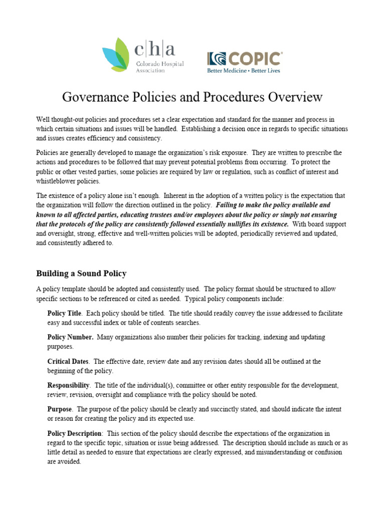 1 Governance Policies and Procedures Overview | PDF | Policy | Sarbanes ...