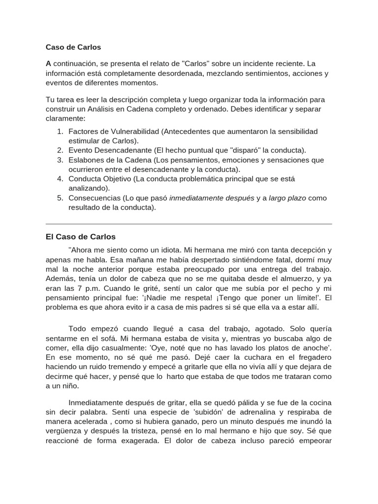 Caso para Practicar Analisis en Candena | PDF | Ciencias del ...