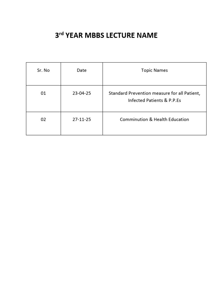 3rd Year Mbbs Lecture N | PDF